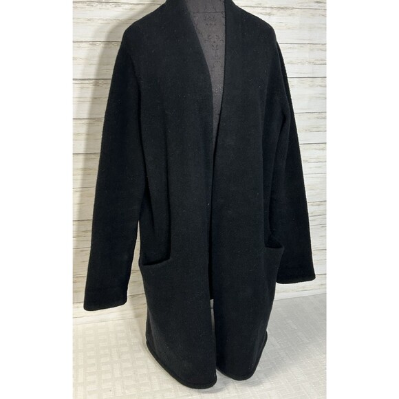 Jenni Kayne Wool Yak Knit Open Front Sweater Coat Cardigan POCKETS Black SMALL - Picture 1 of 14